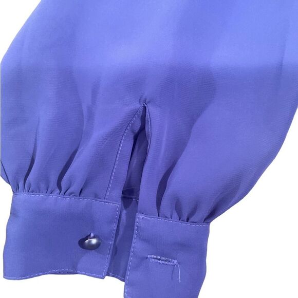 La Blouse Women’s Size 18W/38 Purple Silky Pleated Blouse Long Sleeve Top Shirt - Picture 4 of 12